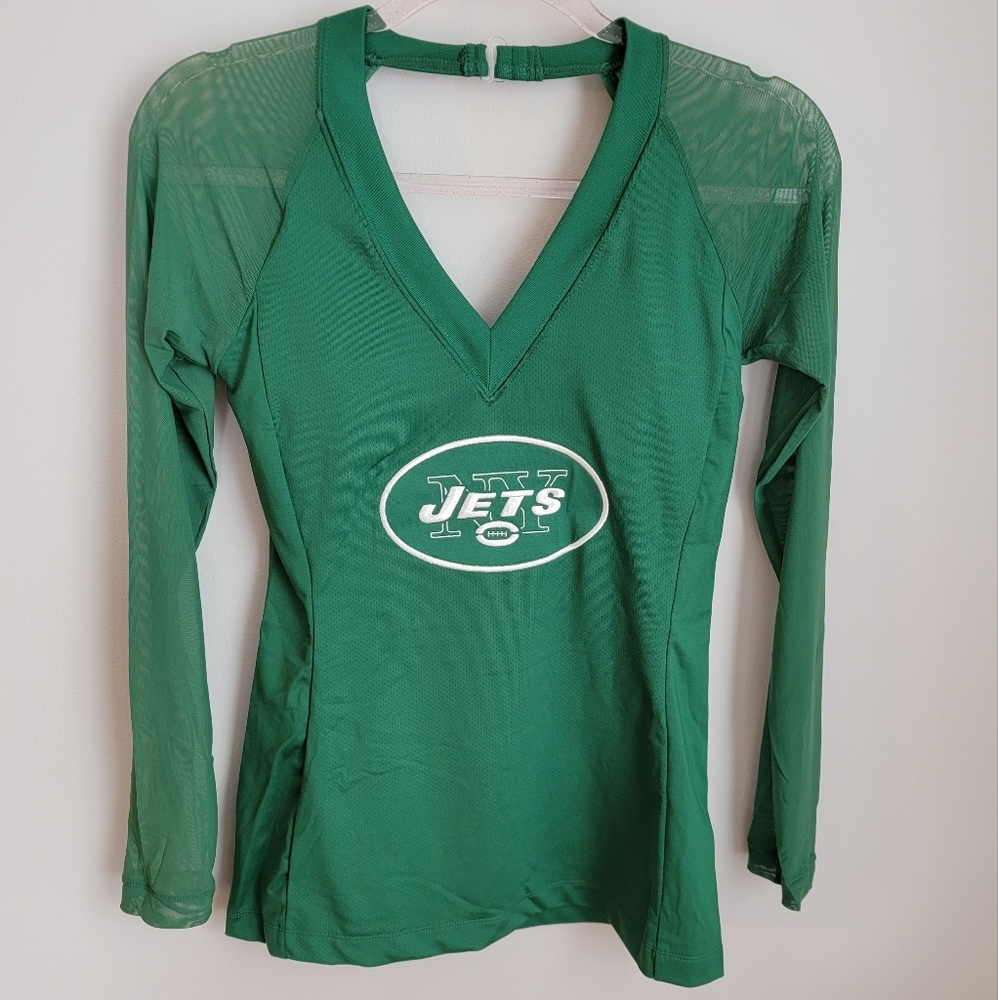 NFL NY Jets NWT Women's Embroidered Top Lined with Mesh Sleeves Size Medium